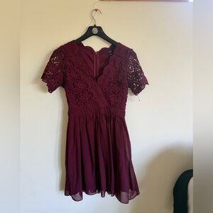 Lulu's Burgundy Lace Mini Dress